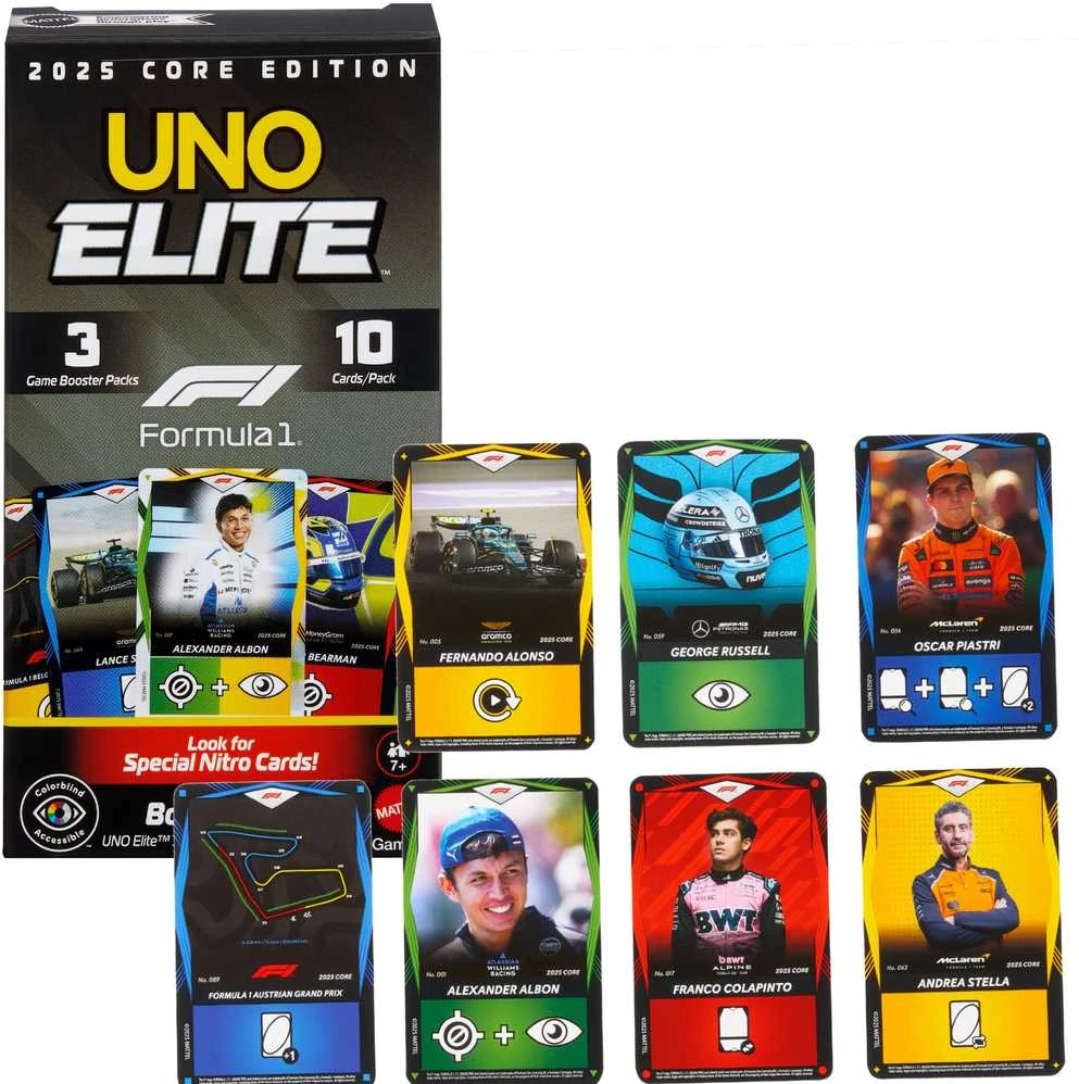 Kortos Mattel UNO Elita Formula 1 2025 Core Edition JLV43 (papildymas)