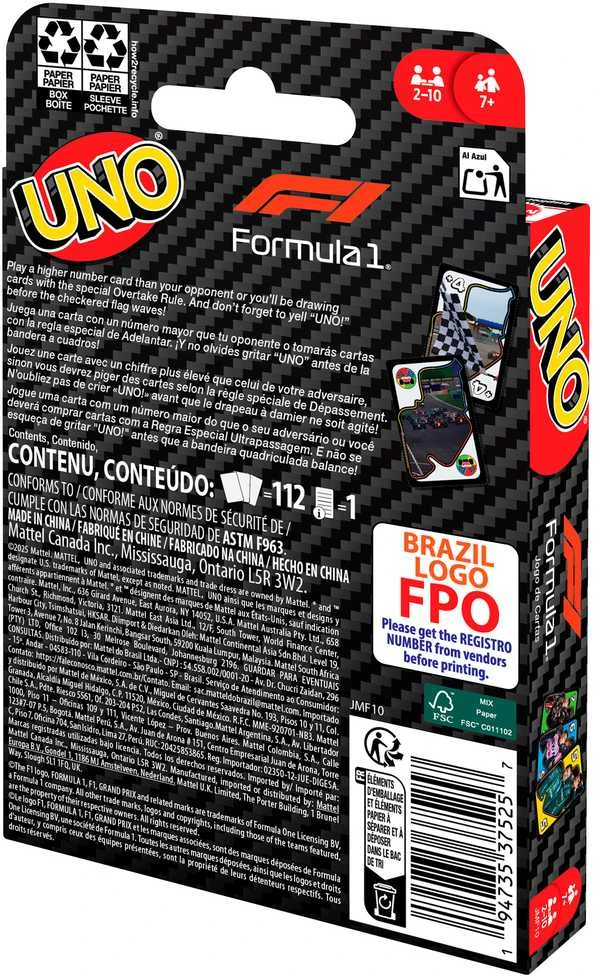 Mattel UNO kortos F-1 (JMF10)