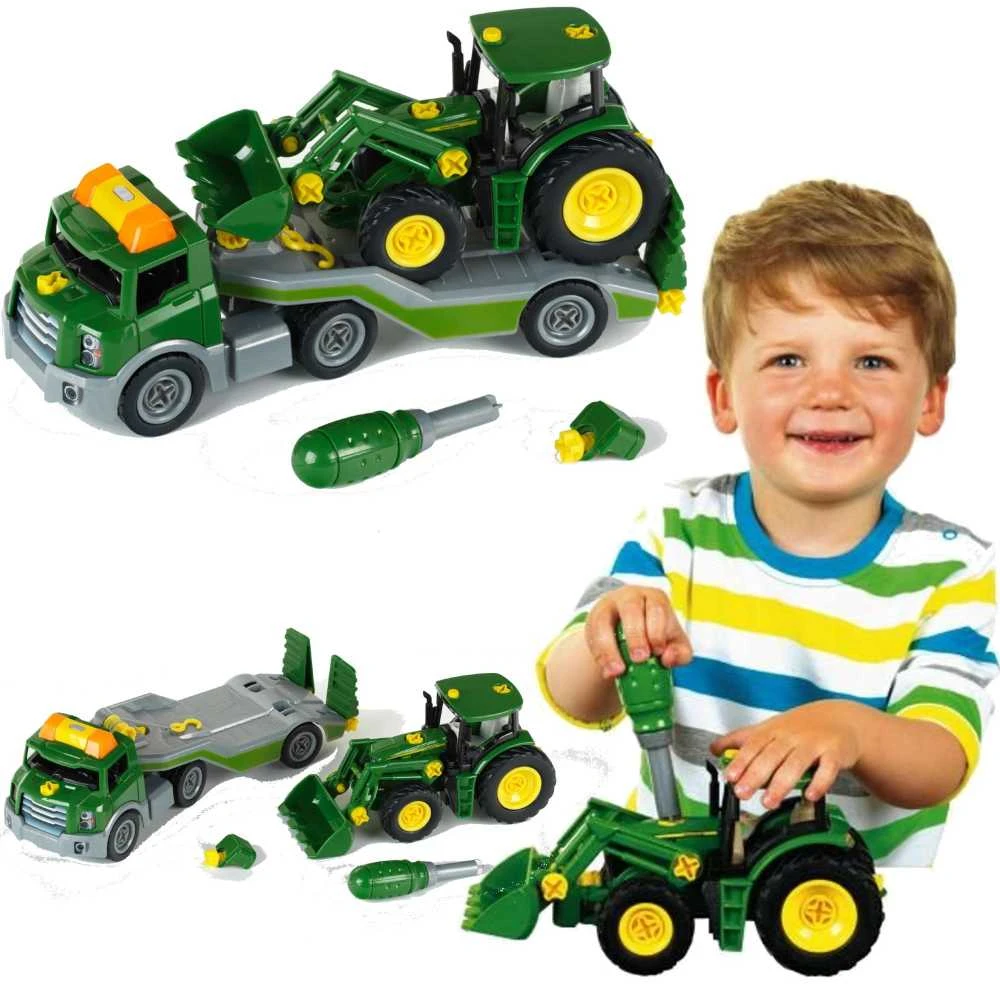 Klein Vilkikas su traktorium ant priekabos „John Deere“
