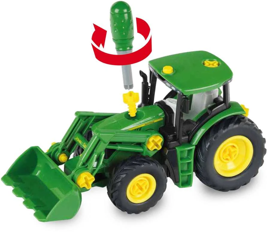 Klein Vilkikas su traktorium ant priekabos „John Deere“