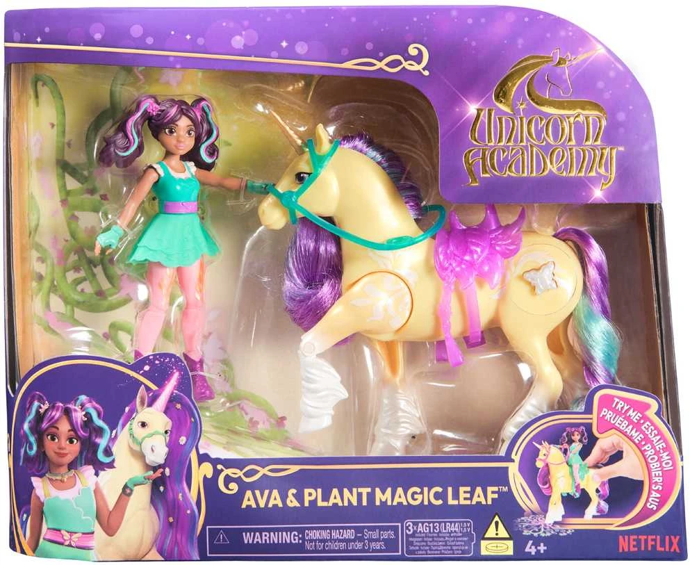 Spin Master Vienaragio akademijos Rinkinys figūrėlės Ava ir Plant Magic Leaf mergaitė ir vienaragis su šviesa + priedai