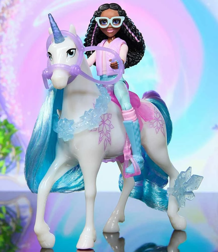 Usorteret Unicorn Academy Unicorn Academy Set Figūros Layla & Glacier mergina ir vienaragis + priedai