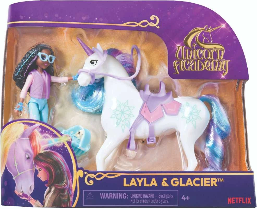 Unicorn Academy Unicorn Academy Set Figūros Layla & Glacier mergina ir vienaragis + priedai