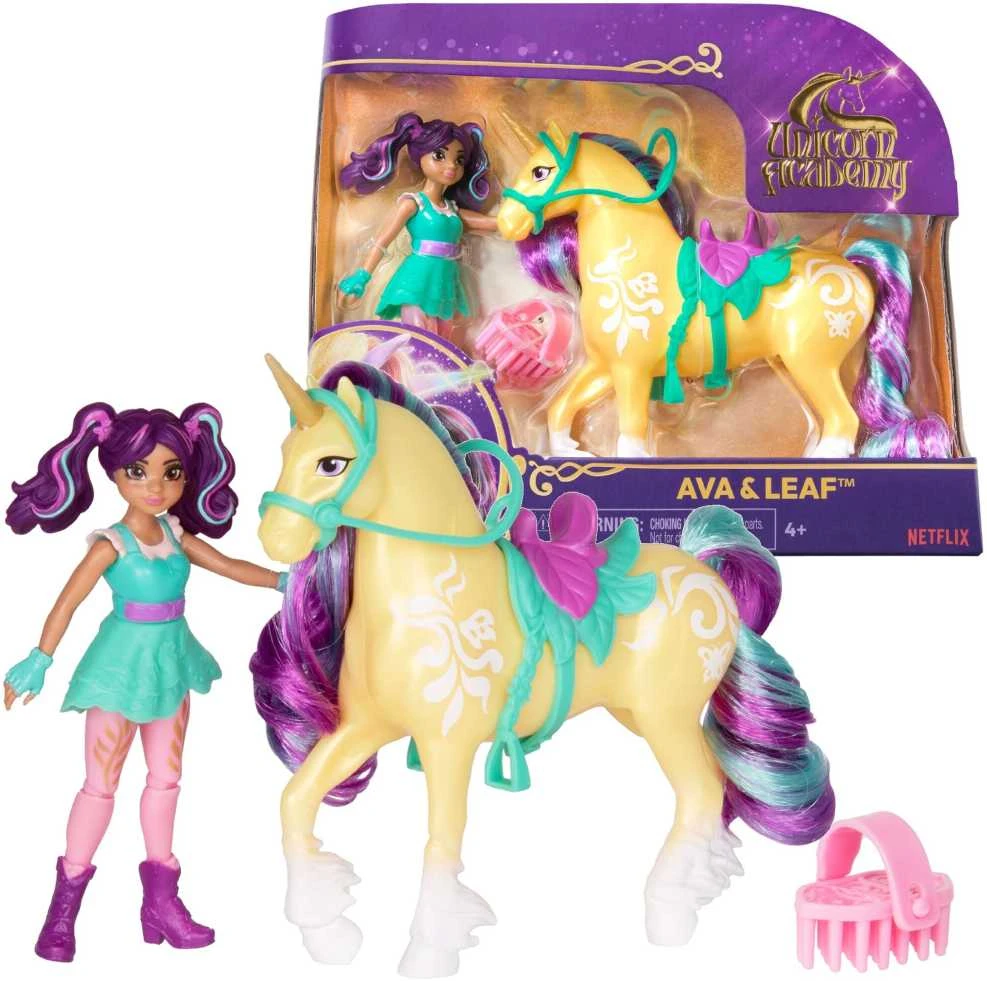 Unicorn Vienaragis Academy Vienaragis Akademijos figūrėlės Ava & Leaf mergaitė ir vienaragis + priedai