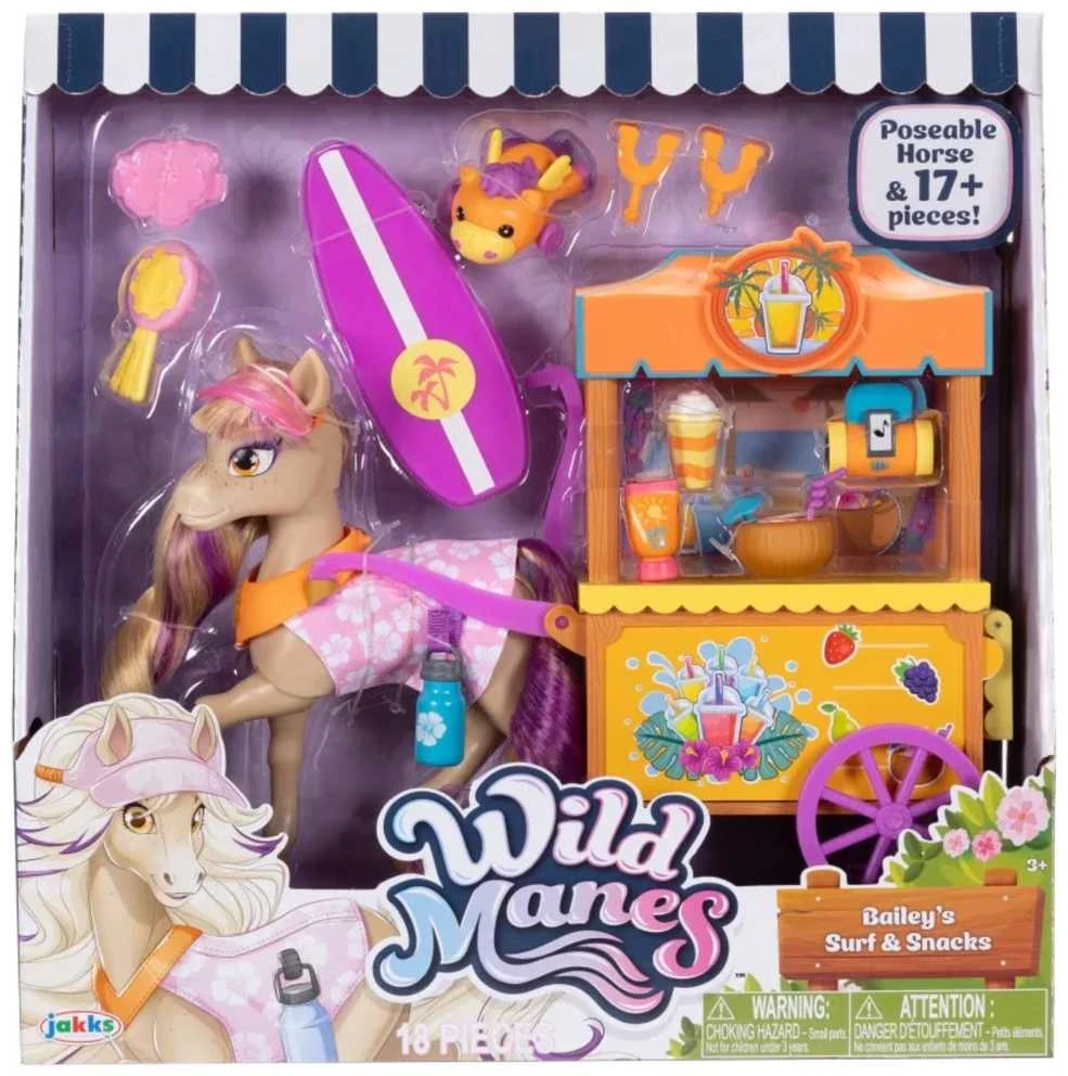 Wild Manes Set Horse Figure Bailey gaivinantis vežimėlis + priedai 18 vnt