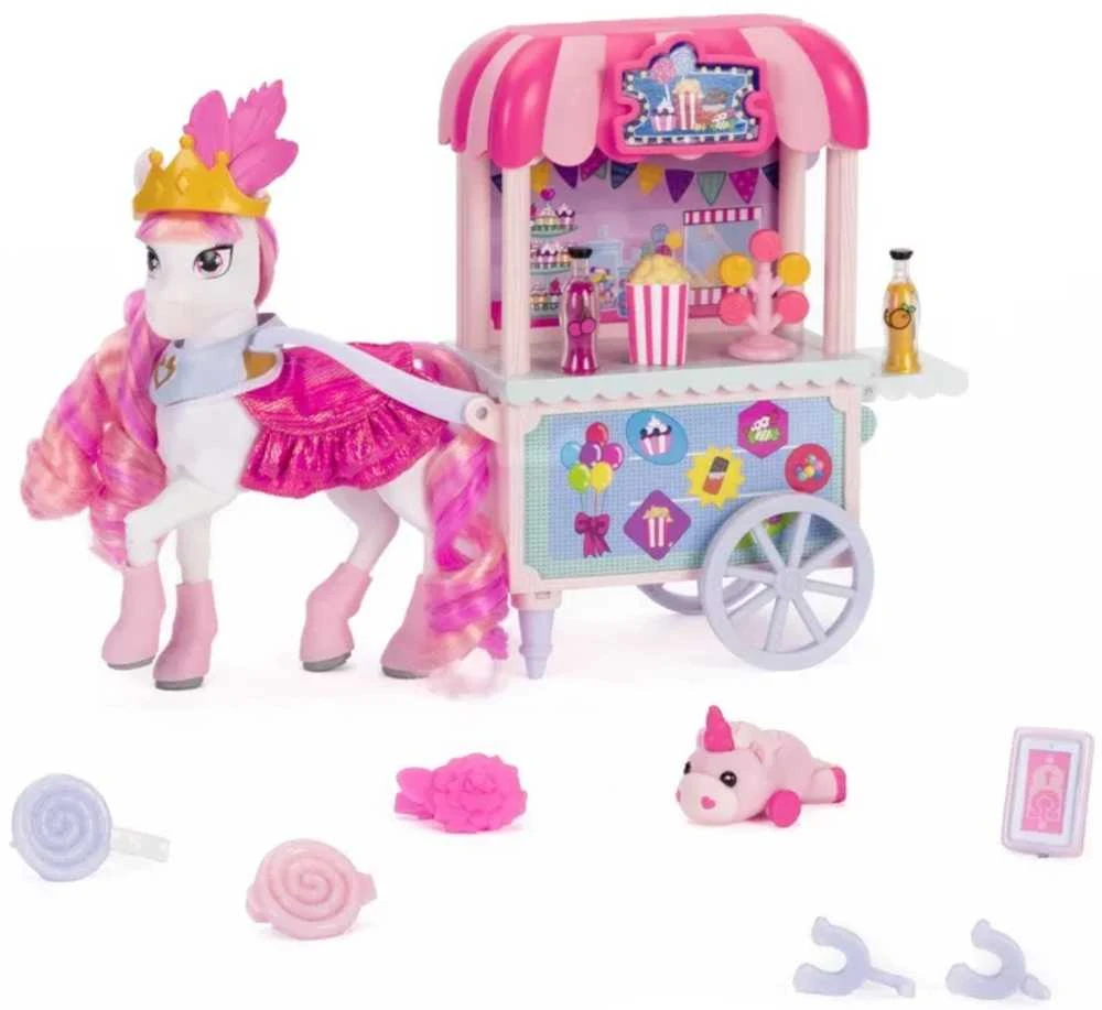 Wild Manes Set Horse Figurine Candi vežimėlis su saldainiais + priedais 22 vnt