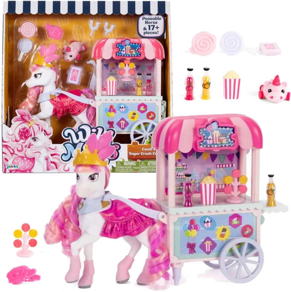 Wild Manes Set Horse Figurine Candi vežimėlis su saldainiais + priedais 22 vnt