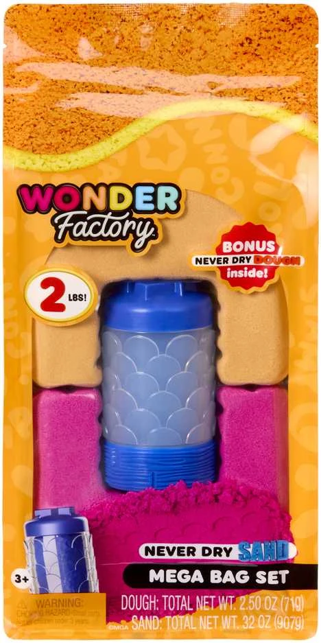 MGA Kinetinio smėlio „Wonder Factory“ niekada nedžiūstančio smėlio maišas, violetinė, turkio spalvos