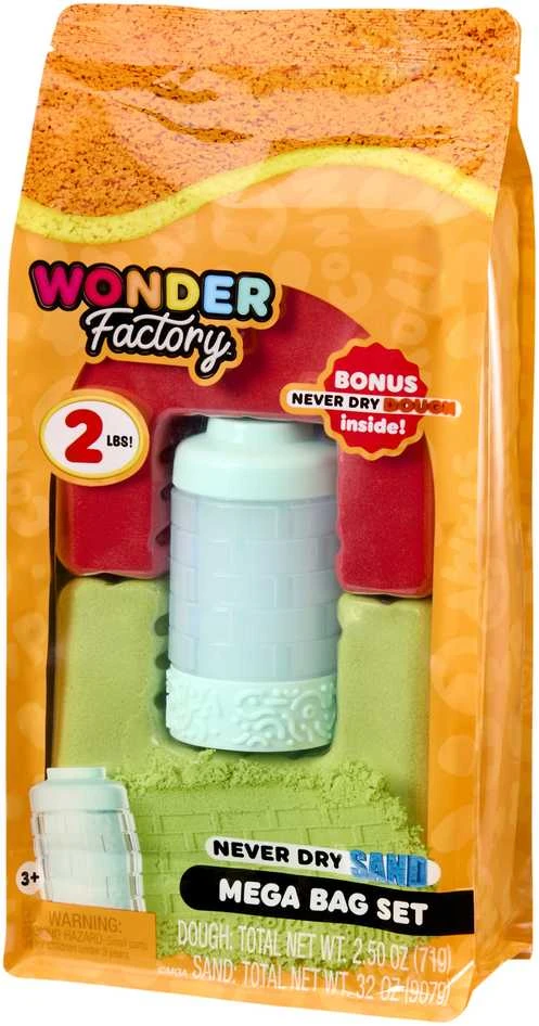 MGA Kinetinio smėlio „Wonder Factory“ niekada nedžiūstančio smėlio maišas, violetinė, turkio spalvos
