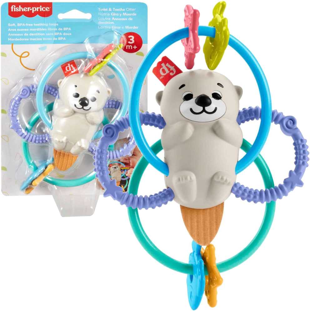 Fisher-price kramtukas su barškučiu, daugiaspalvis, audinys