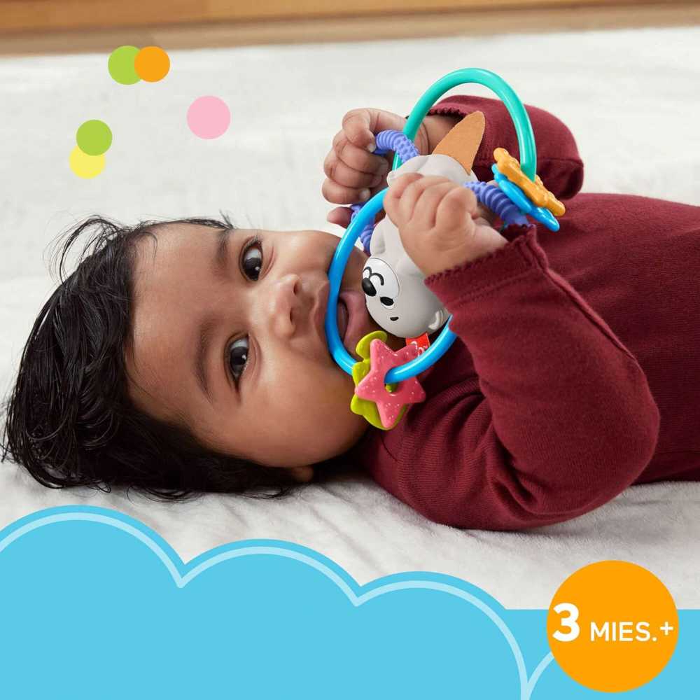 Fisher-price kramtukas su barškučiu, daugiaspalvis, audinys