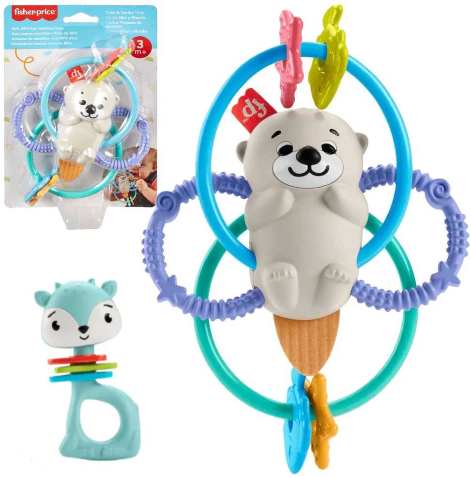 Fisher-price kramtukas su barškučiu, daugiaspalvis, audinys
