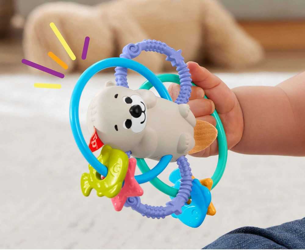 Fisher-price kramtukas su barškučiu, daugiaspalvis, audinys