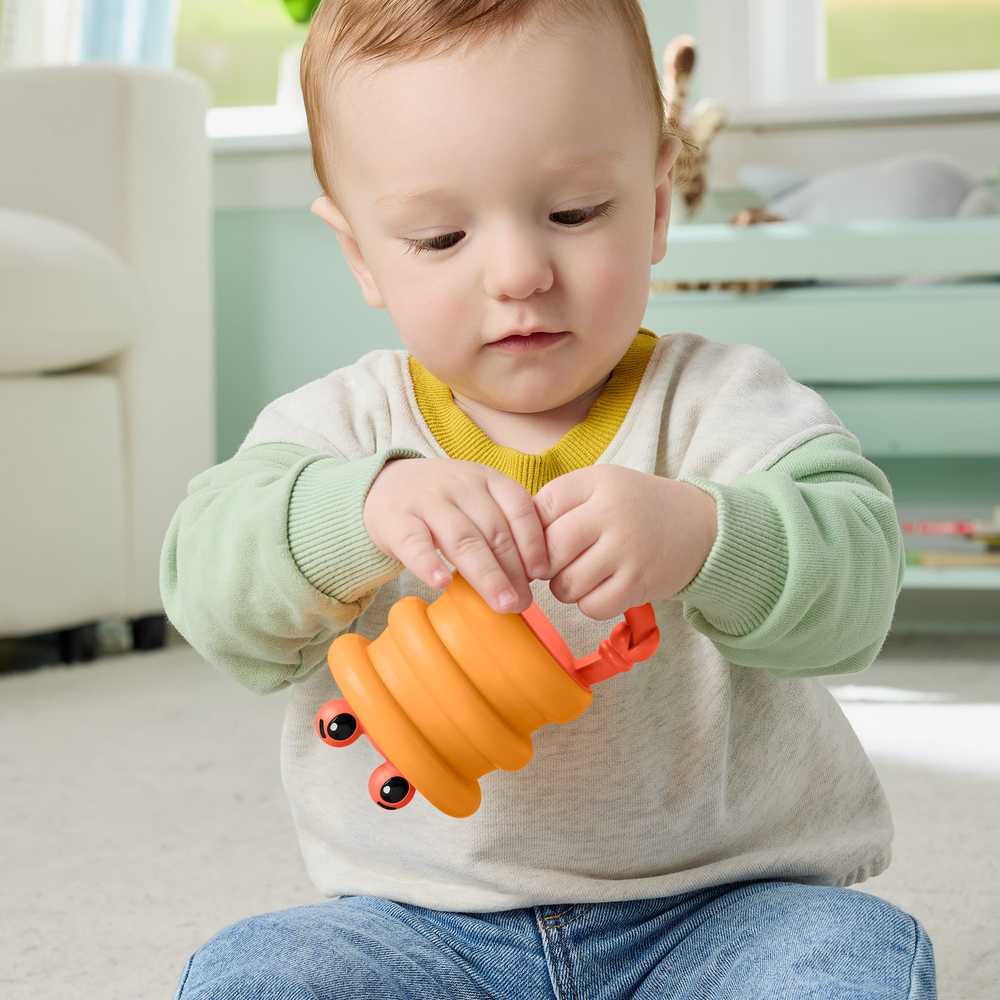 Mattel Zabawka sensoryczna grzechotka kūdikiams Krab su silikonową sprężynką