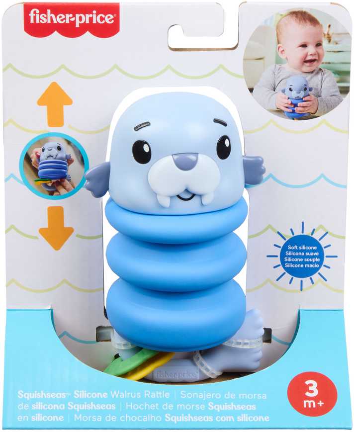 Mattel Zabawka sensoryczna grzechotka kūdikiams Mors su silikonową sprężynką