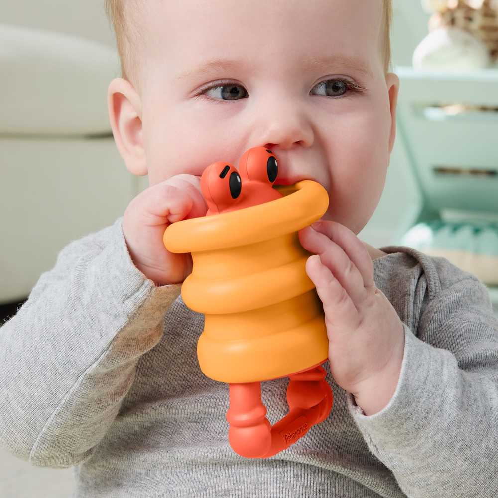 Mattel Zabawka sensoryczna grzechotka kūdikiams Krab su silikonową sprężynką