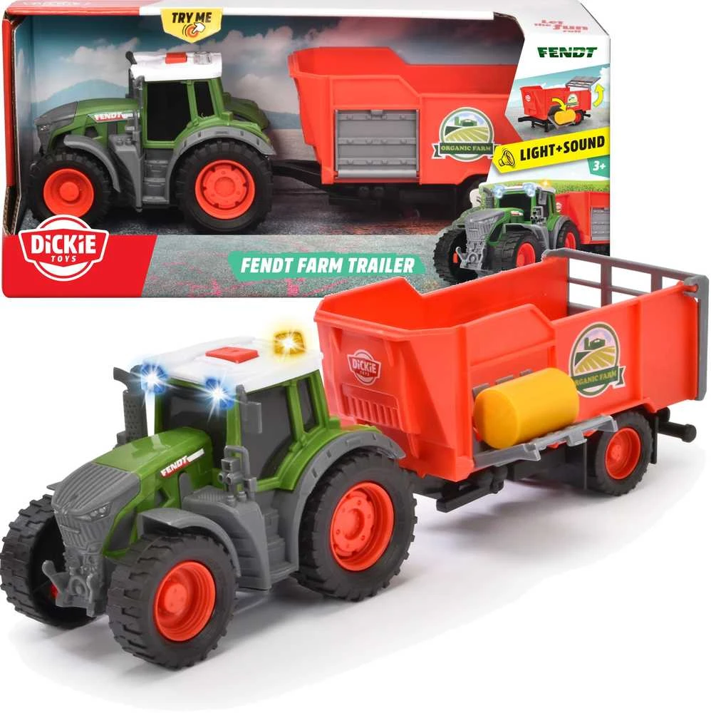 „Dickie Farm Tractor Fendt“ su priekaba 26 cm šienu