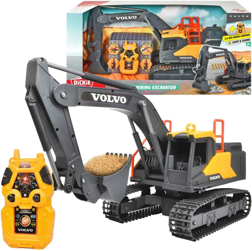 „Dickie Construction Volvo RC“ kasybos ekskavatorius nuotoliniu būdu kontroliuojamas 60 cm