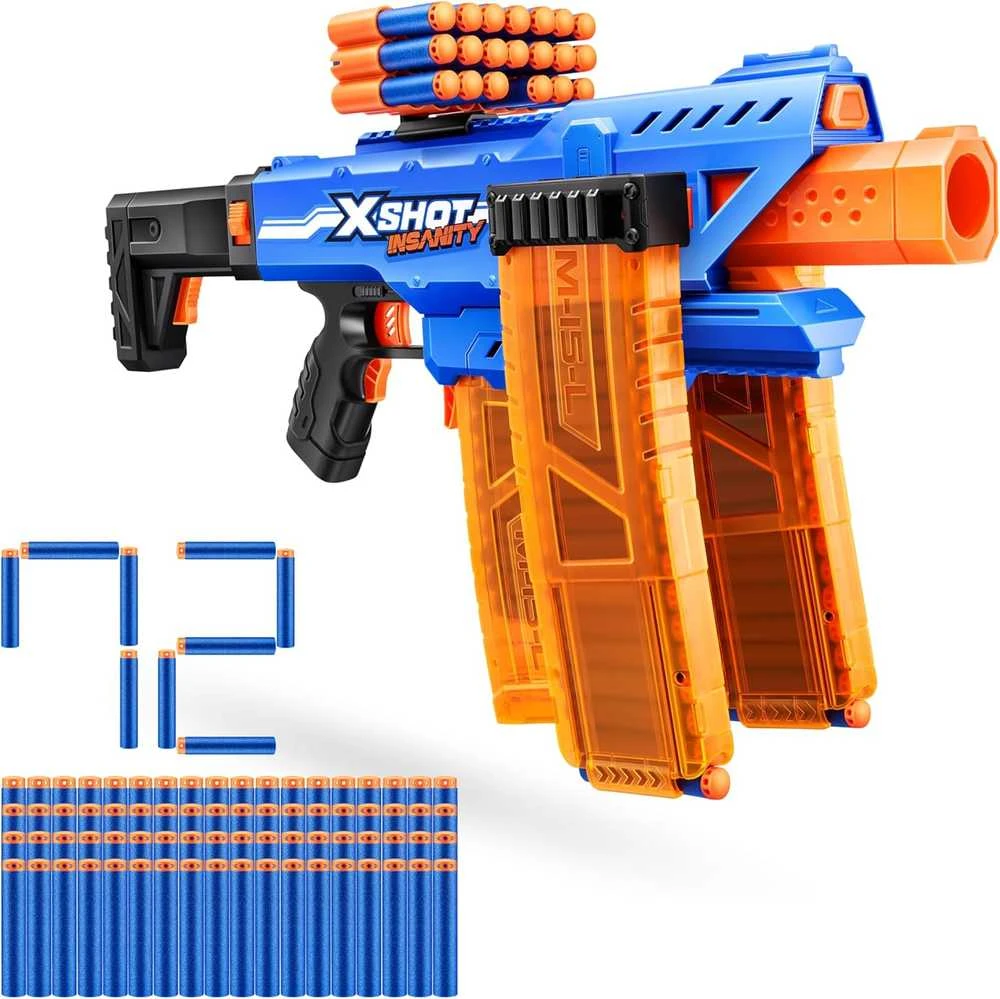 Zuru X Shot Insanity automatinis paleidėjas ir 72 strėlytės