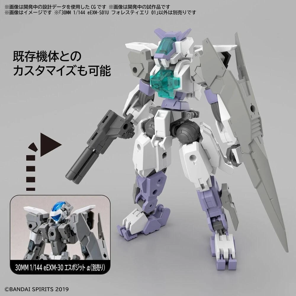 Bandai 30MM eEXM-S01U Forestieri 01 1/144 plastikinis surenkamas modelis