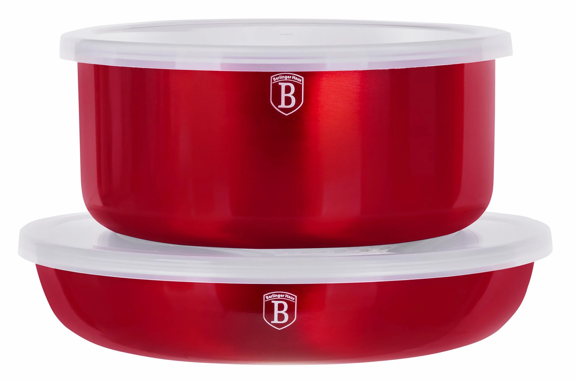 9 DALIES PUODŲ RINKINYS. CLICK & COOK BERLINGER HAUS METALLIC LINE BURGUNDY BH-6145