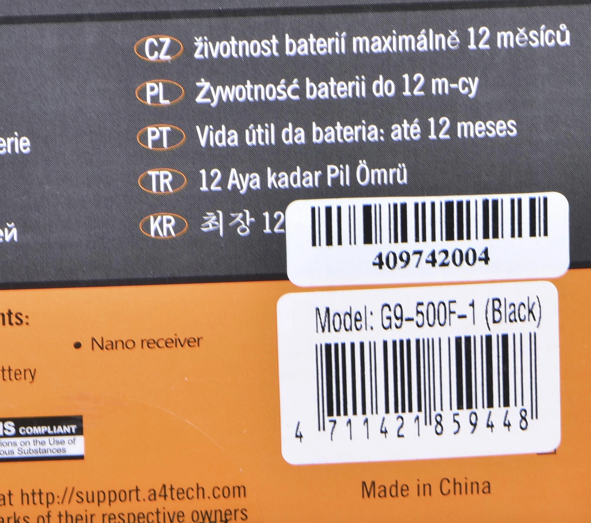 A4Tech A4TMYS40974 Pelė A4Tech V-TRACK G9-500F-1 Juodas RF nano