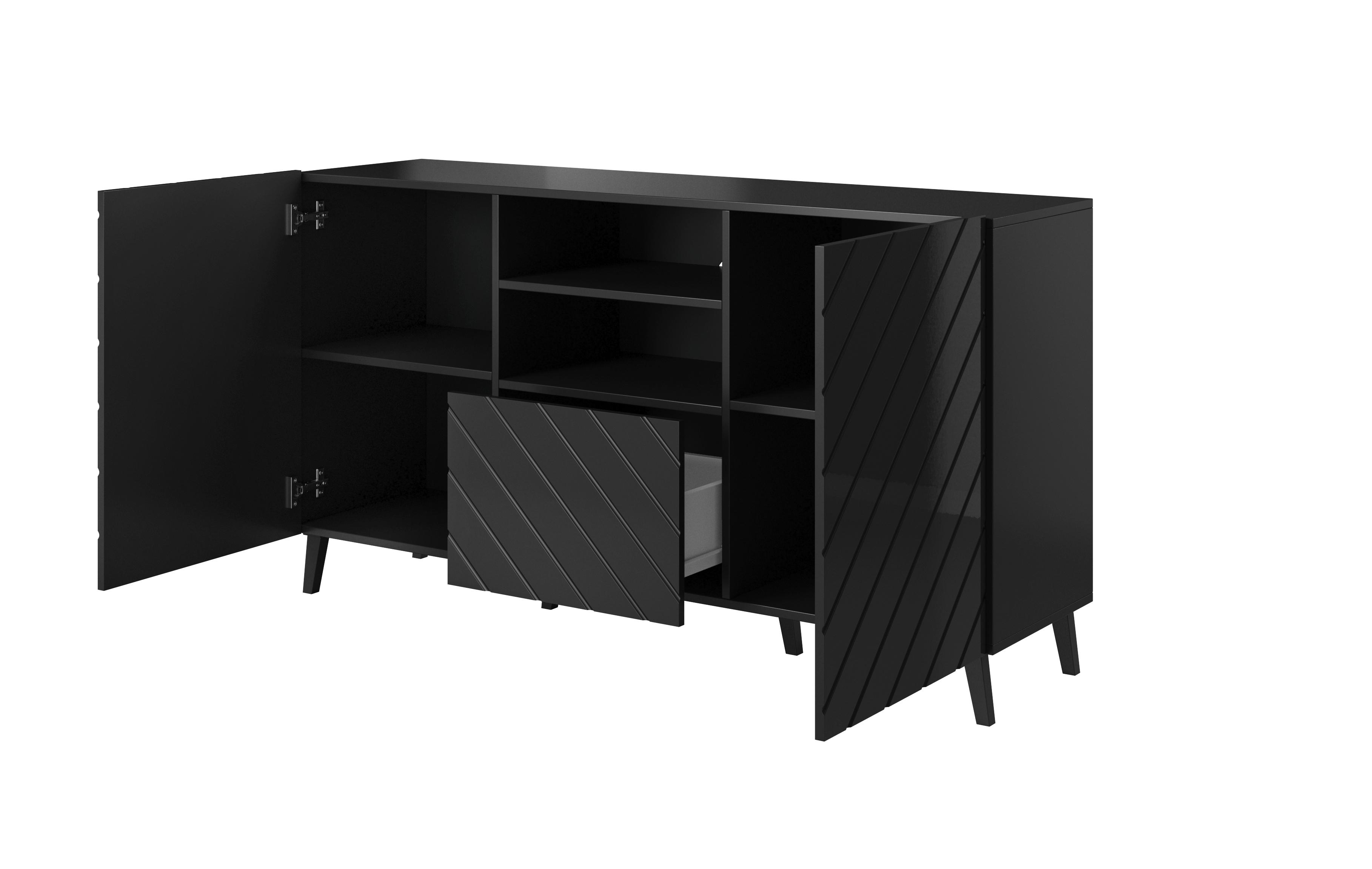Cama Meble Baldai - Abeto Komoda 150x42x82 Blizgi Juoda