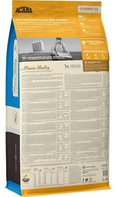 Sausas Šunų Maistas - ACANA Classics Prairie Paukštiena 14,5kg Suaugusiems Su Vištiena