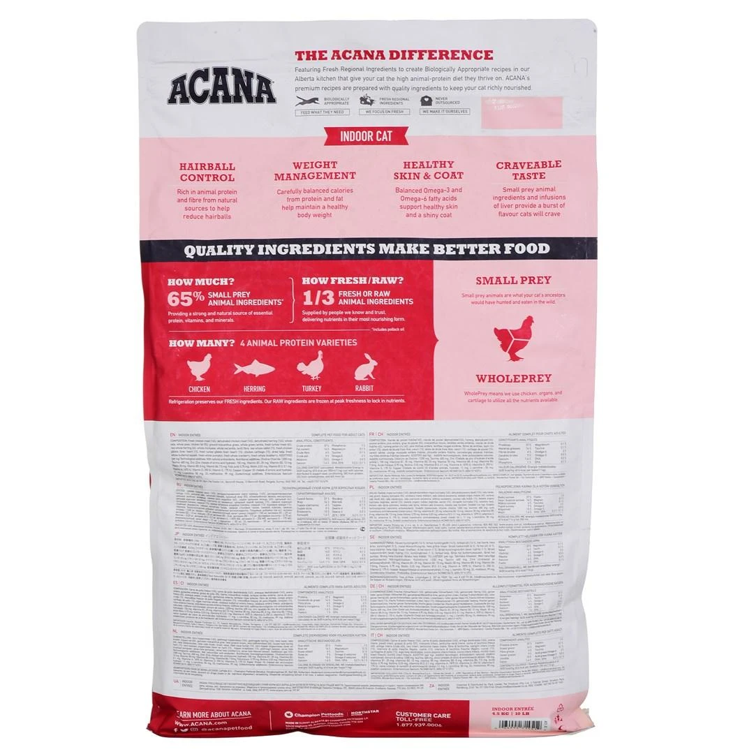 ACANA Indoor Entree Cat sausas maistas katėms 4,5kg