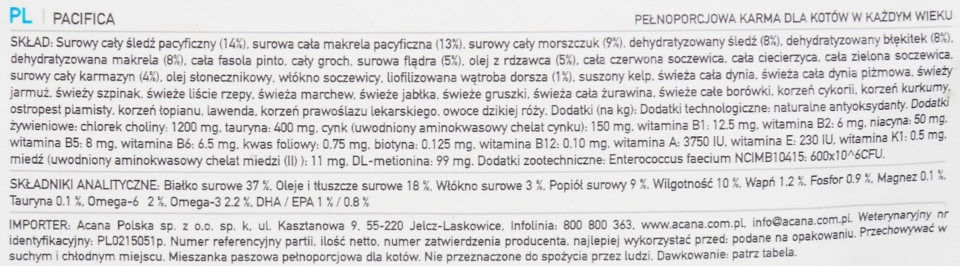 Acana Pacifica Cat sausas kačių maistas 1.8kg