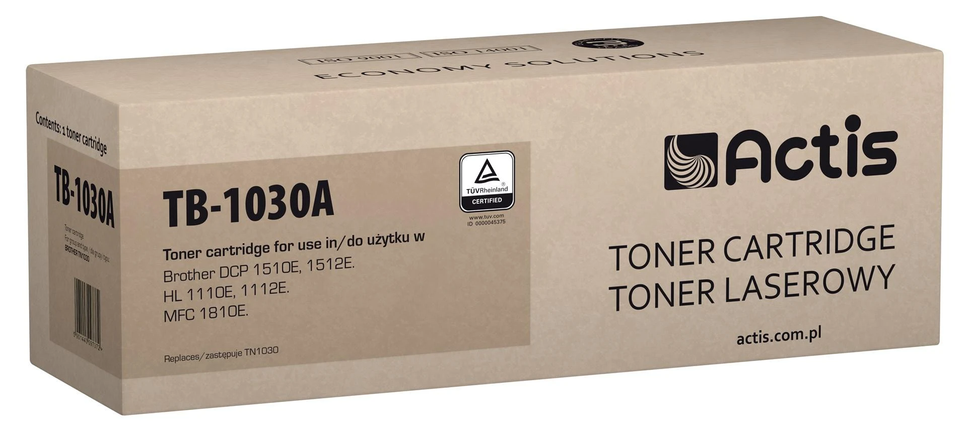 TONERIS Actis TB-1030A (pakaitinis Brother TN-1030; standartinis; 1000 puslapių; juodas)