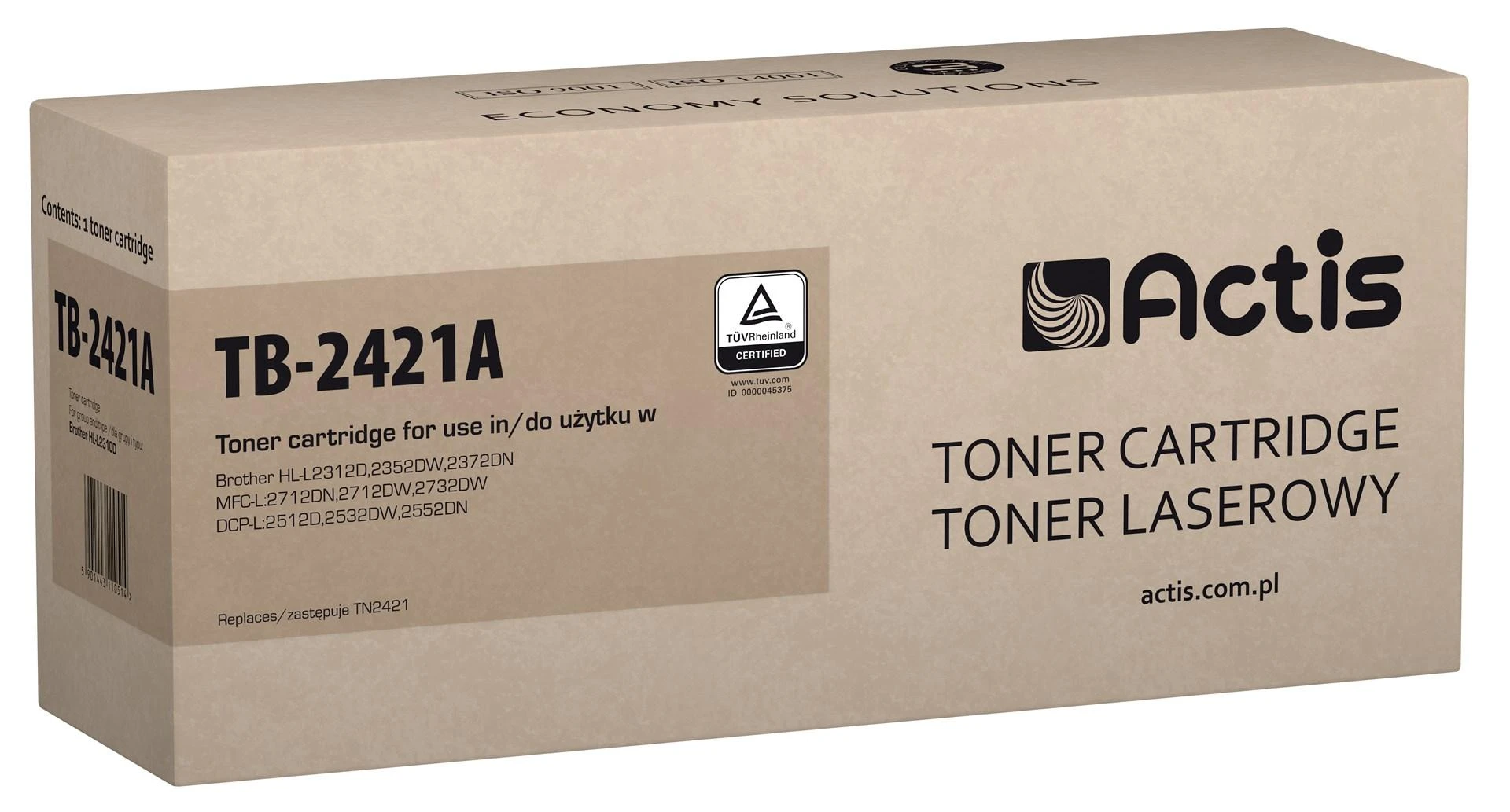 TONERIS Actis TB-2421A (pakaitinis Brother TN-2421; standartinis; 3000 puslapių; juodas)