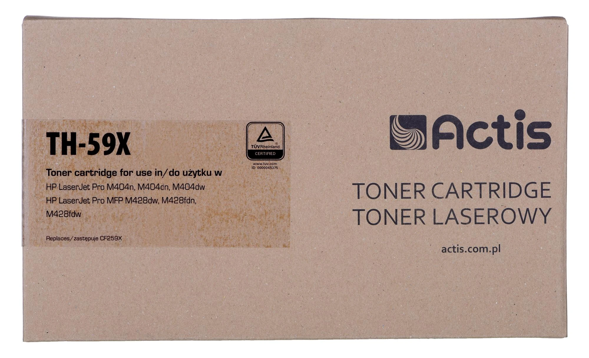 Actis TH-59X toneris (pakeičia HP CF259X; Supreme; 10 000 puslapių; juodas) su tonerio lygio stebėjimo lustu. Rekomenduojame išjungti spausdintuvo programinės įrangos atnaujinimus.