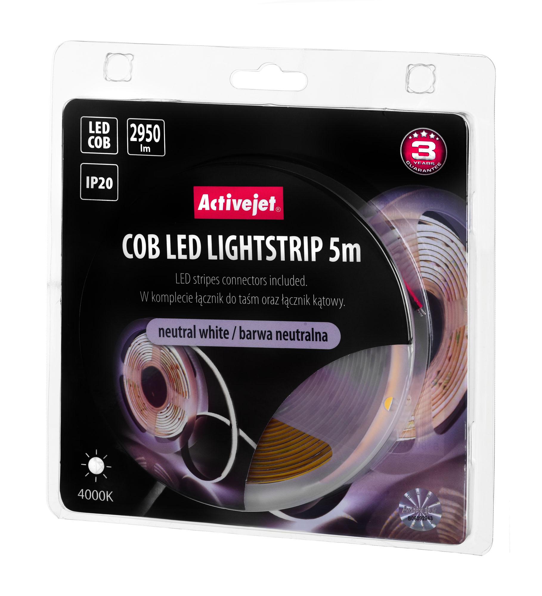 LED Juosta - Activejet Aje-cob 5m Neutralus, Baltas