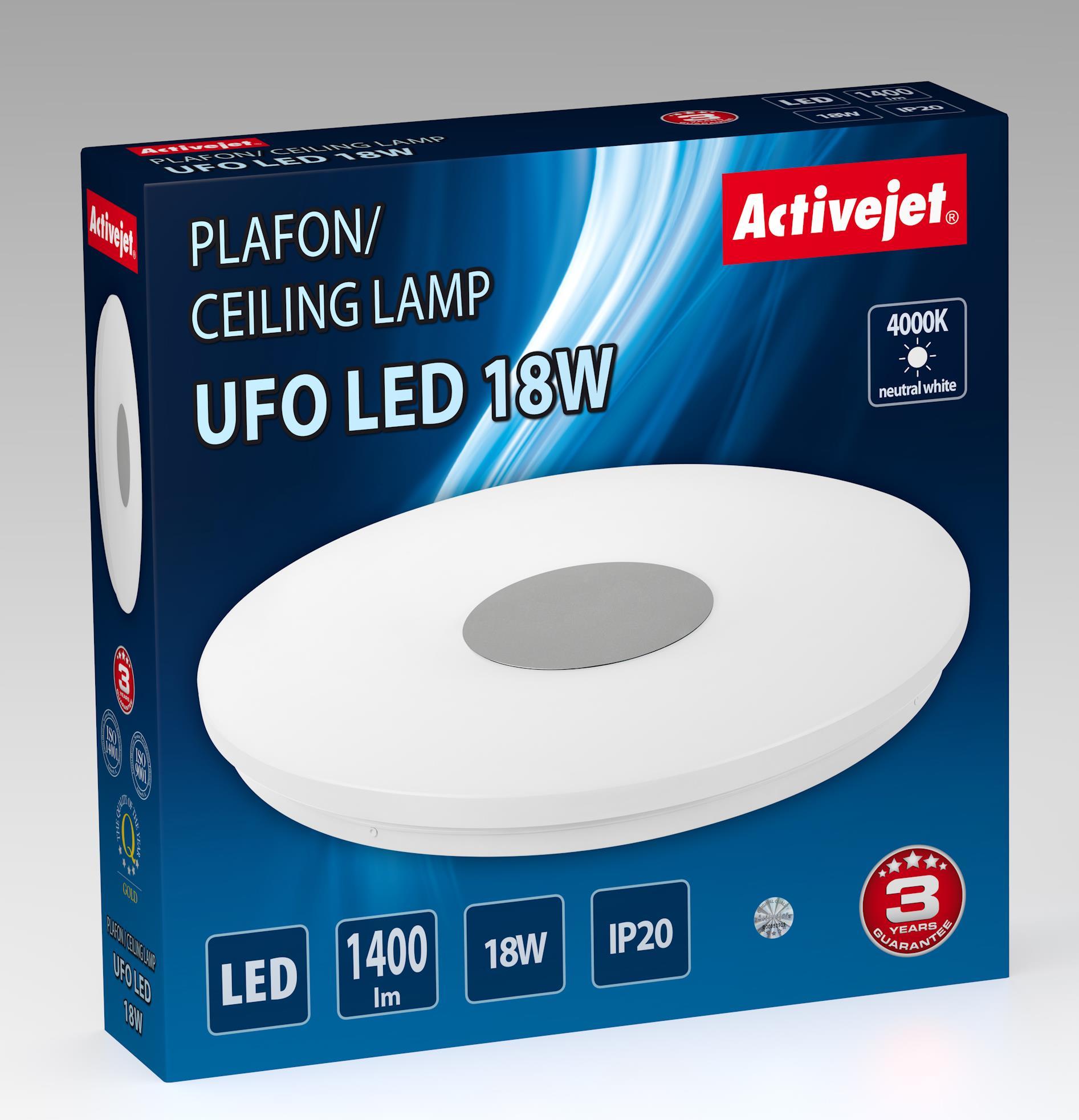 Lubinis šviestuvas Modernus LED lubų plafonas Activejet UFO LED 18W