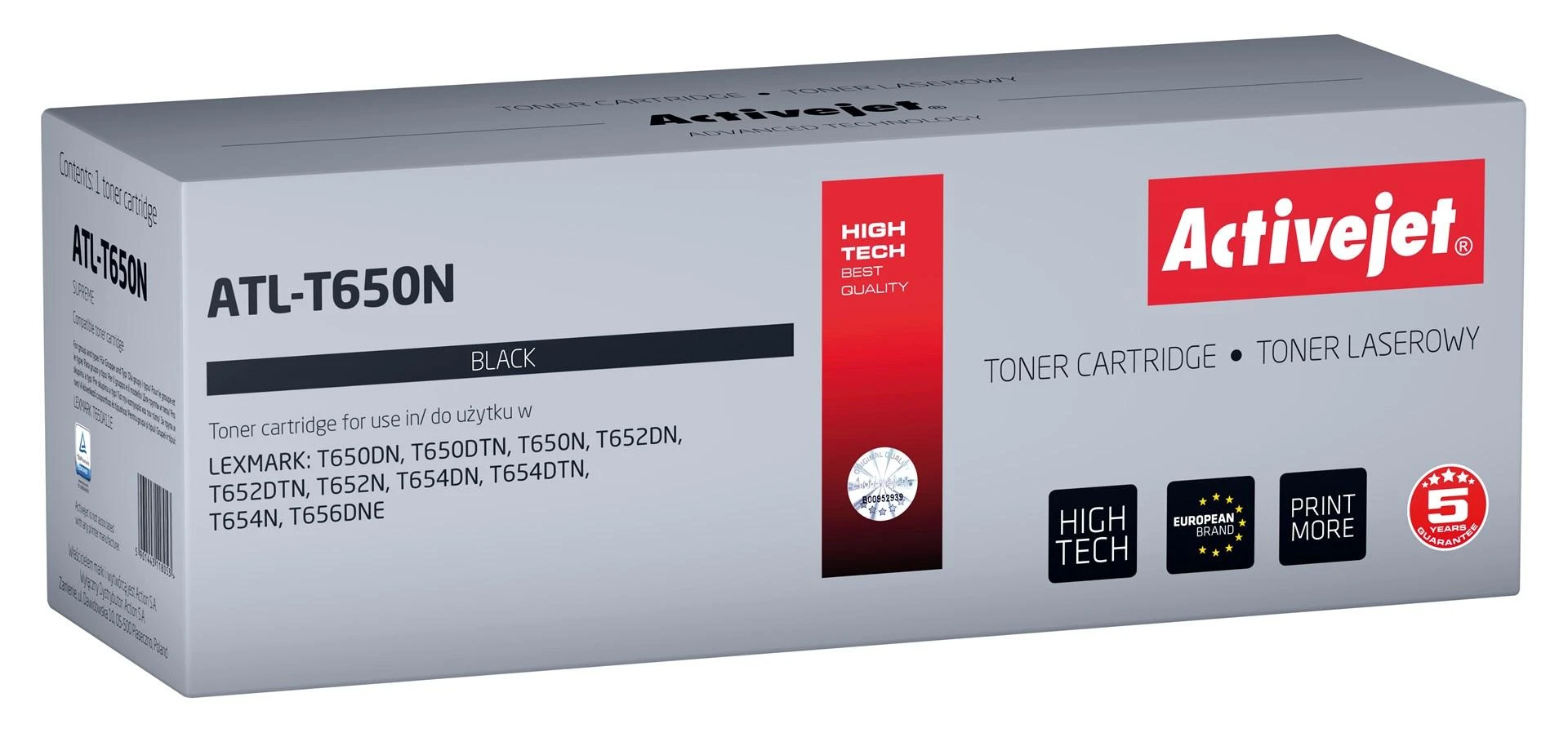 ActiveJet Tonerio Kasetė - Lexmark ATL-T650N, Juoda