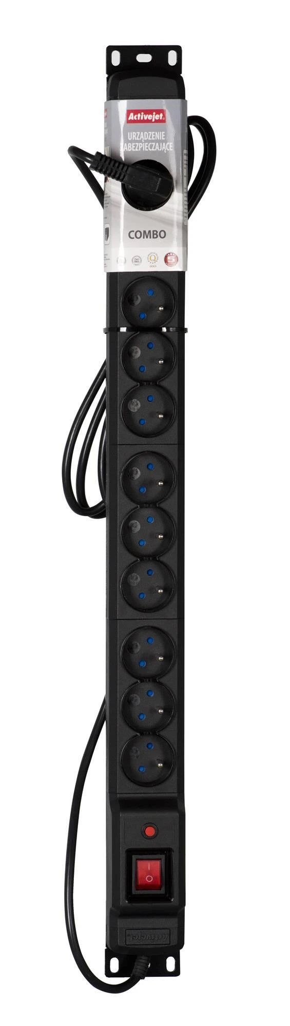 Activejet COMBO 12 lizdo maitinimo juostelė 1,5m juodas