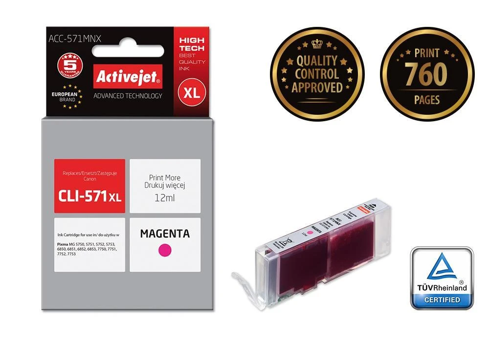 Rašalo Kasetė - Activejet ACC-571MNX Raudona 12 ml