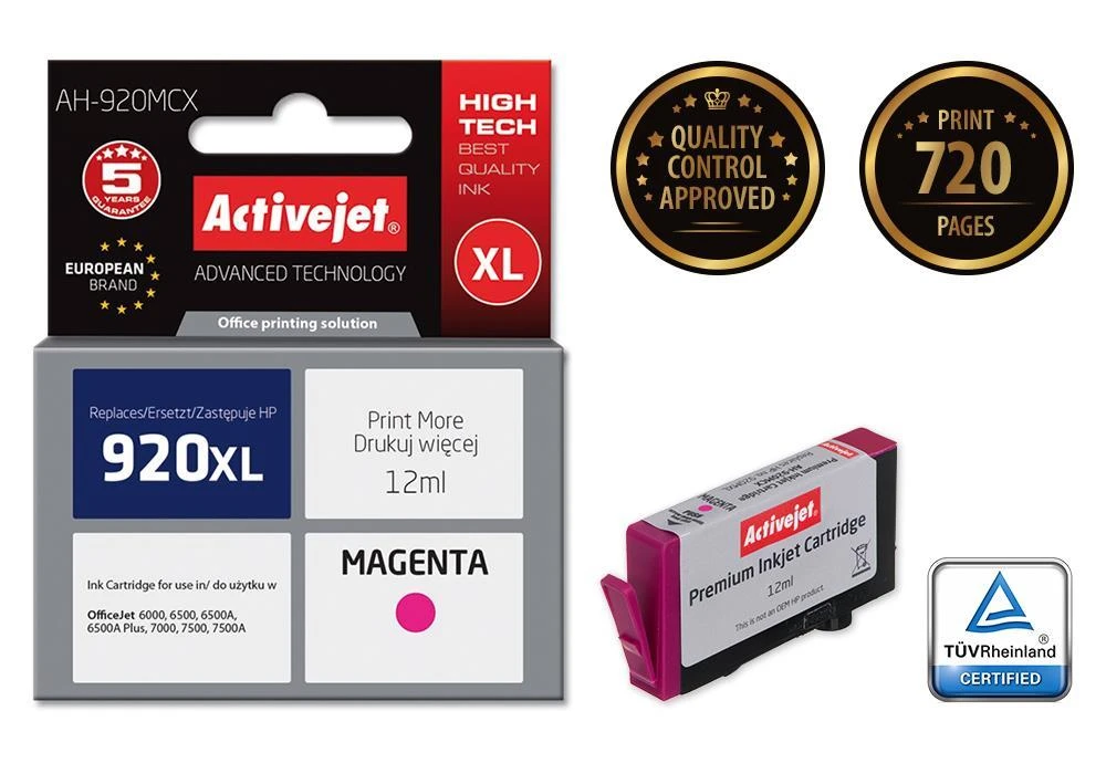 Rašalo kasetė - Activejet AH-920MCX HP 920XL Magenta
