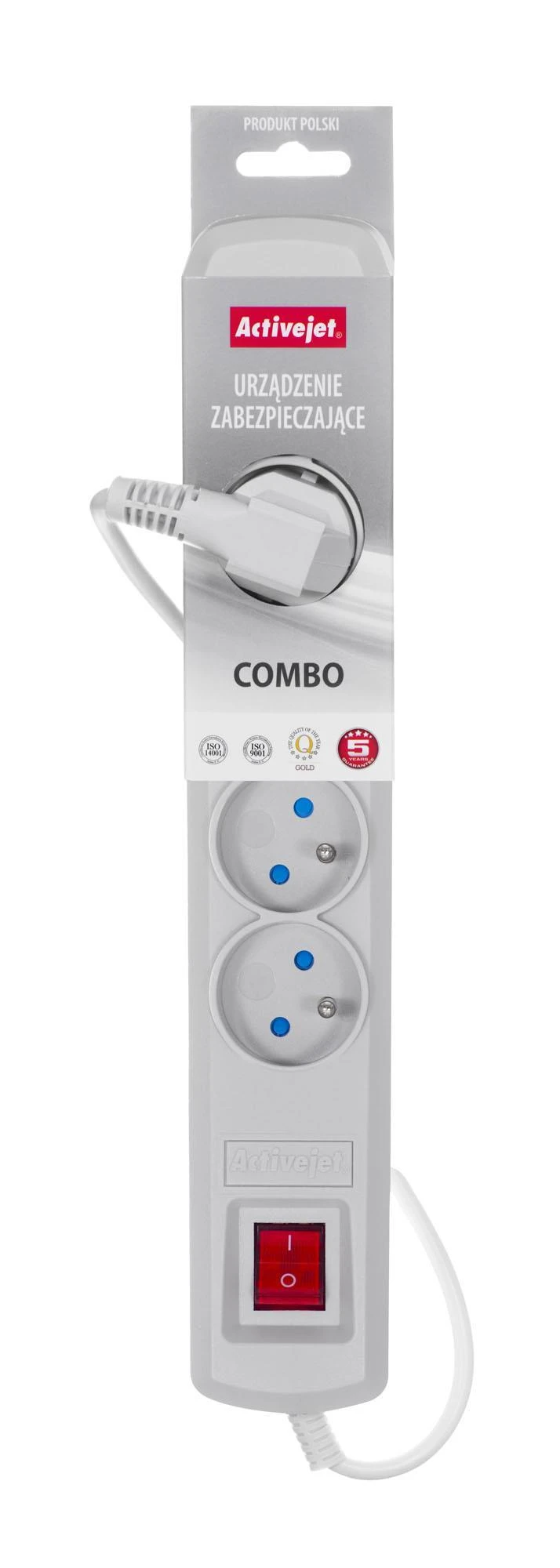 Activejet pilkas maitinimo juostelė su laidu ACJ COMBO 5G/5M/BEZP. AUT/S