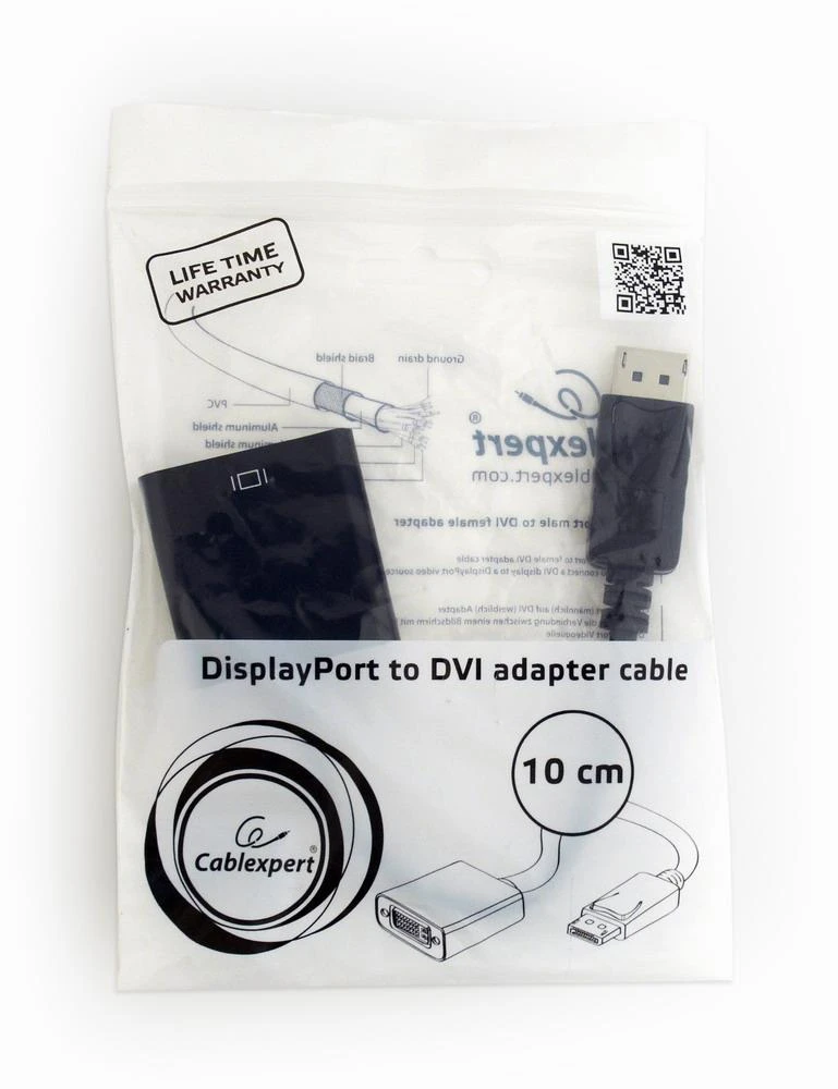 DisplayPort į DVI adapteris Cablexpert pakuotėje