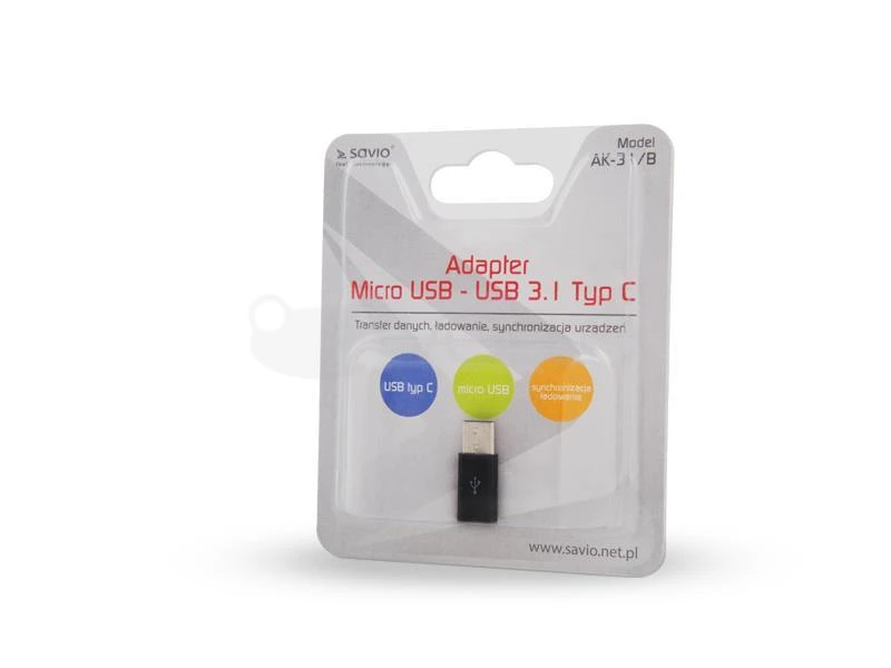 USB Adapteris - Savio AK-31 Micro USB Į USB-C Juodas