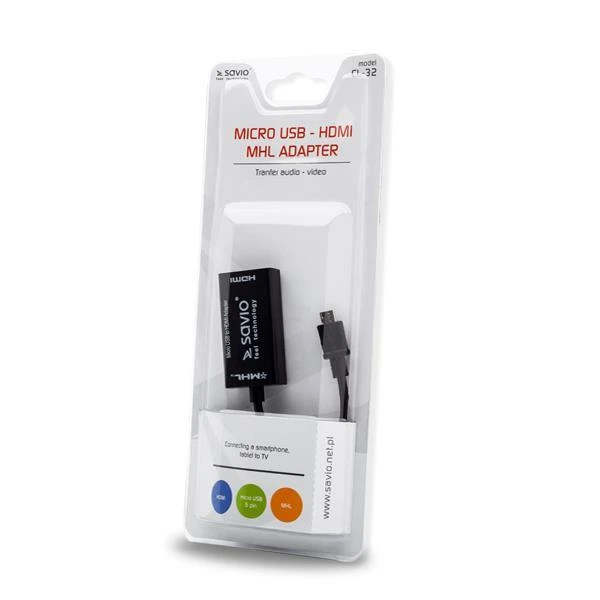 Savio CL-32 MHL adapteris pakuotėje