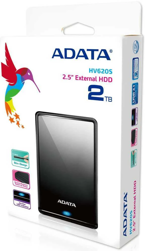 Išorinis kietasis diskas Adata HV620S 2TB, USB 3.1, Juodas