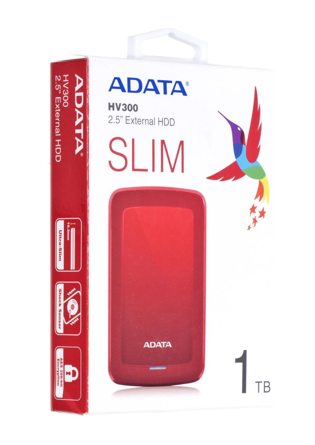 Kietasis išorinis diskas Adata HV300 1TB, 2.5", USB 3.1, Raudonas