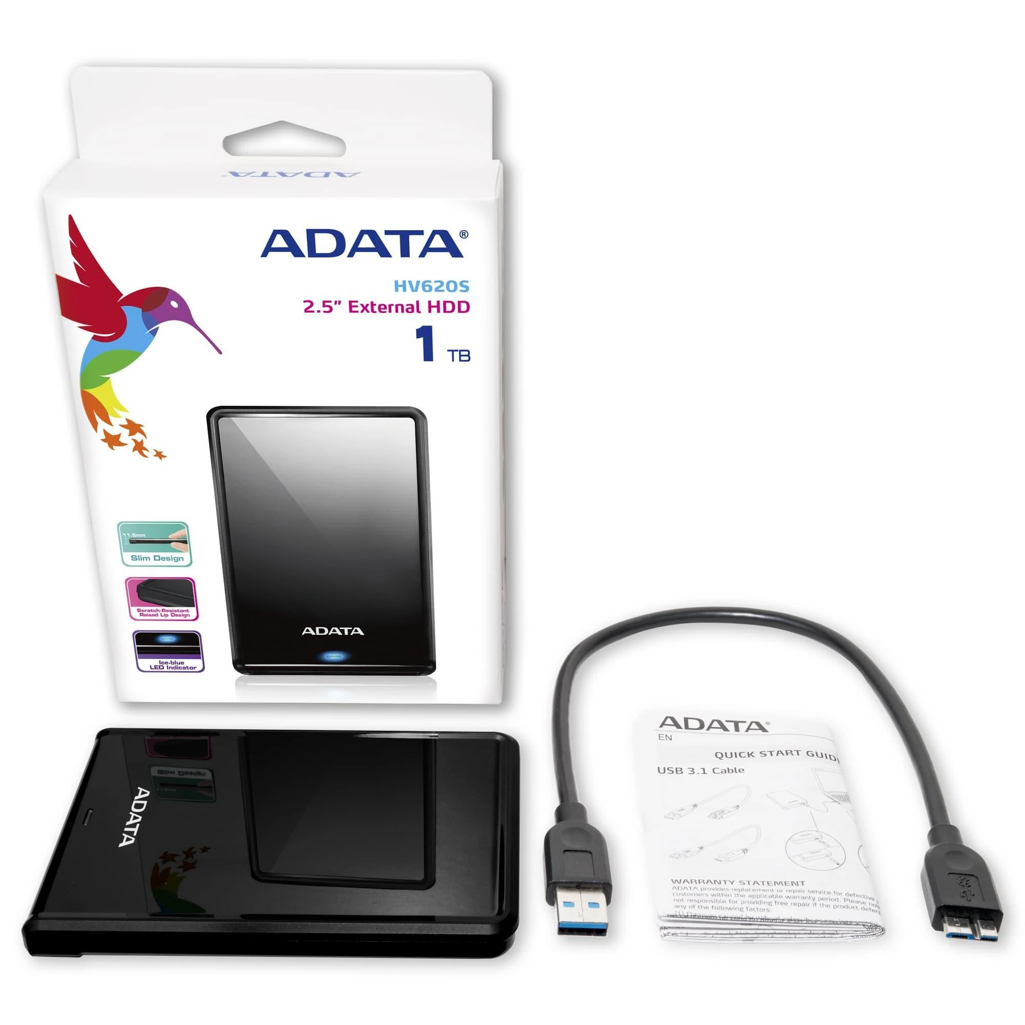 Išorinis kietasis diskas Adata HV620S 1TB 2,5'' USB3.0 Juodas