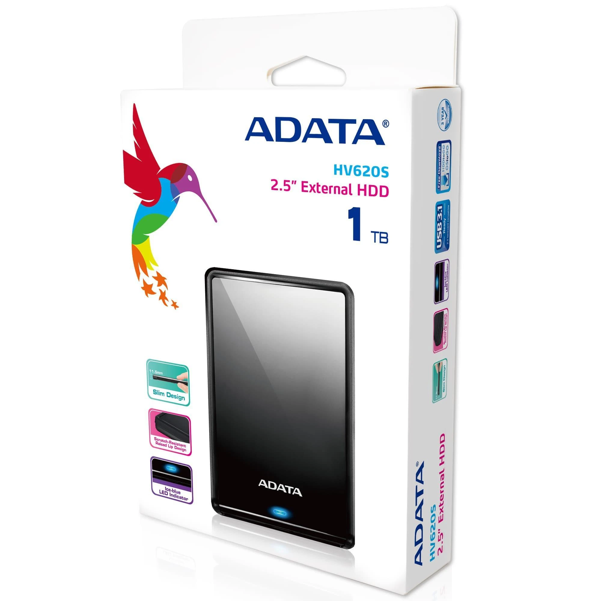 Išorinis kietasis diskas Adata HV620S 1TB 2,5'' USB3.0 Juodas