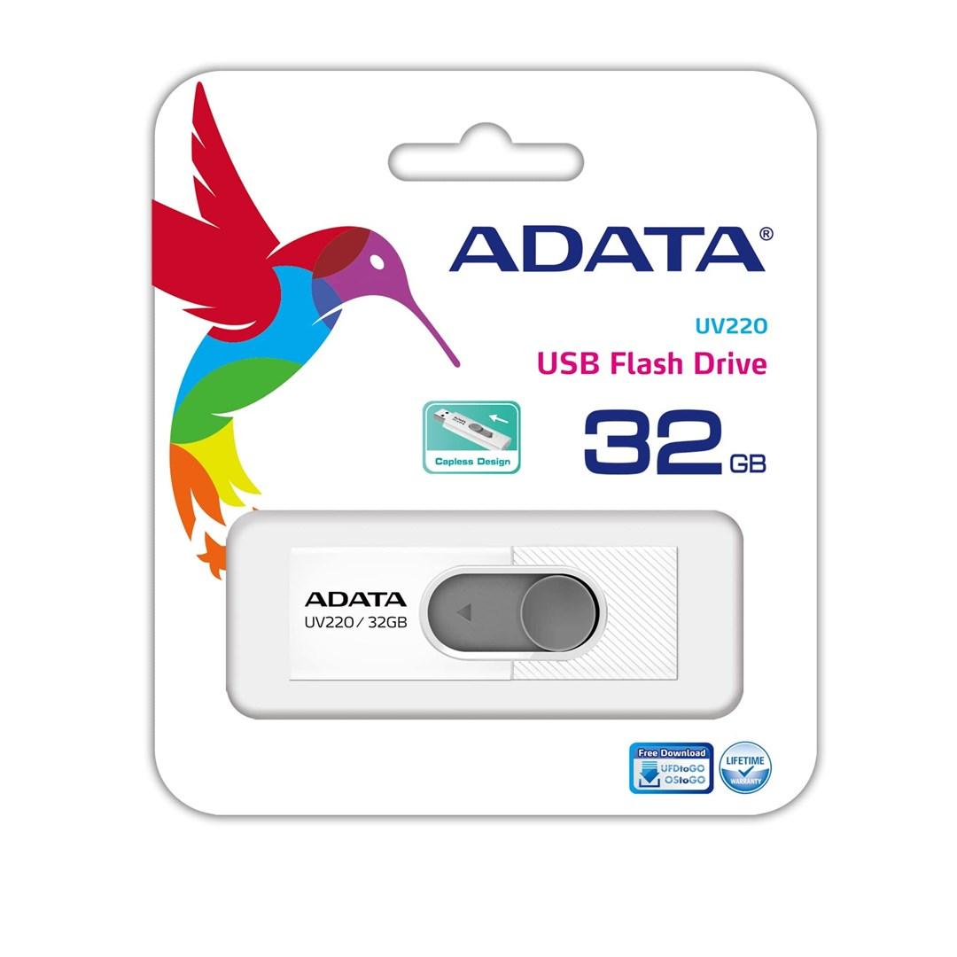 ADATA | UV220 | 32 GB | USB A tipo | Balta/Pilka