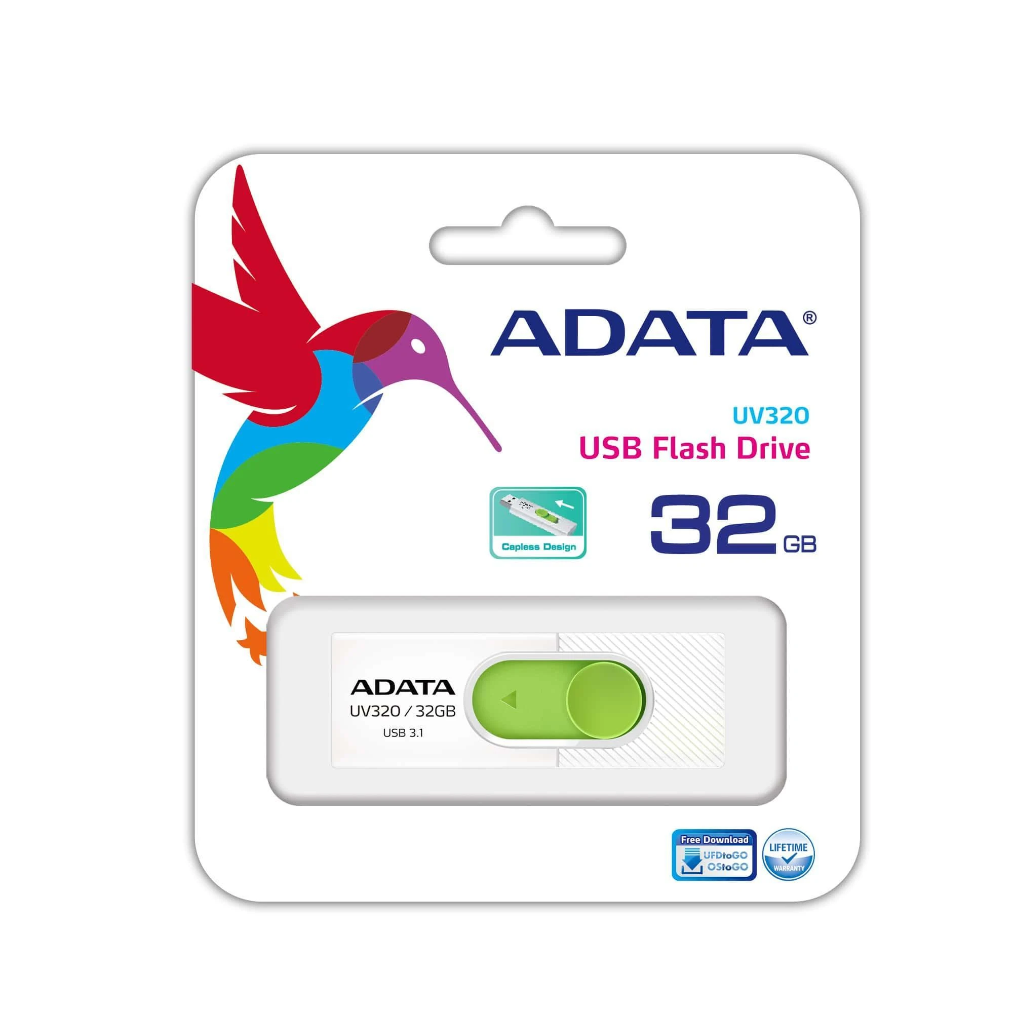 Atmintukas Adata UV320 32GB Baltas/Žalias
