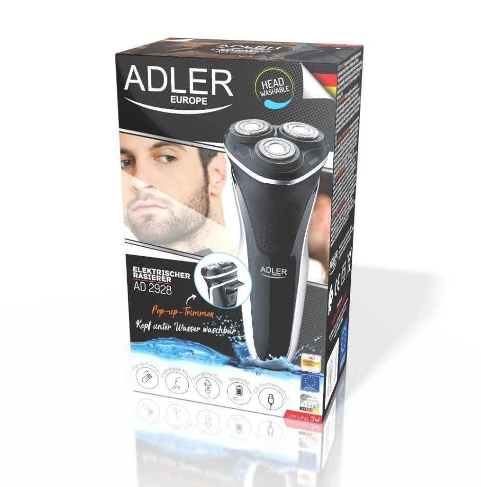 Adler | Shaver | AD 2928 | Operating time (max) 90 min | Juodas